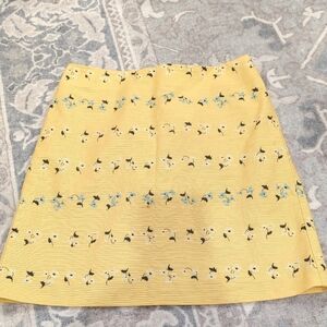 Ann Taylor Yellow Floral A-Line Skirt